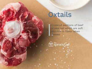 An oxtail on parchment paper with text describing what oxtail is