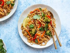 Thai Stir-Fried Noodles With Vegetables in a bowl 