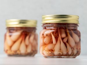 Pickled Ramps (Wild Leeks) in two glass jars