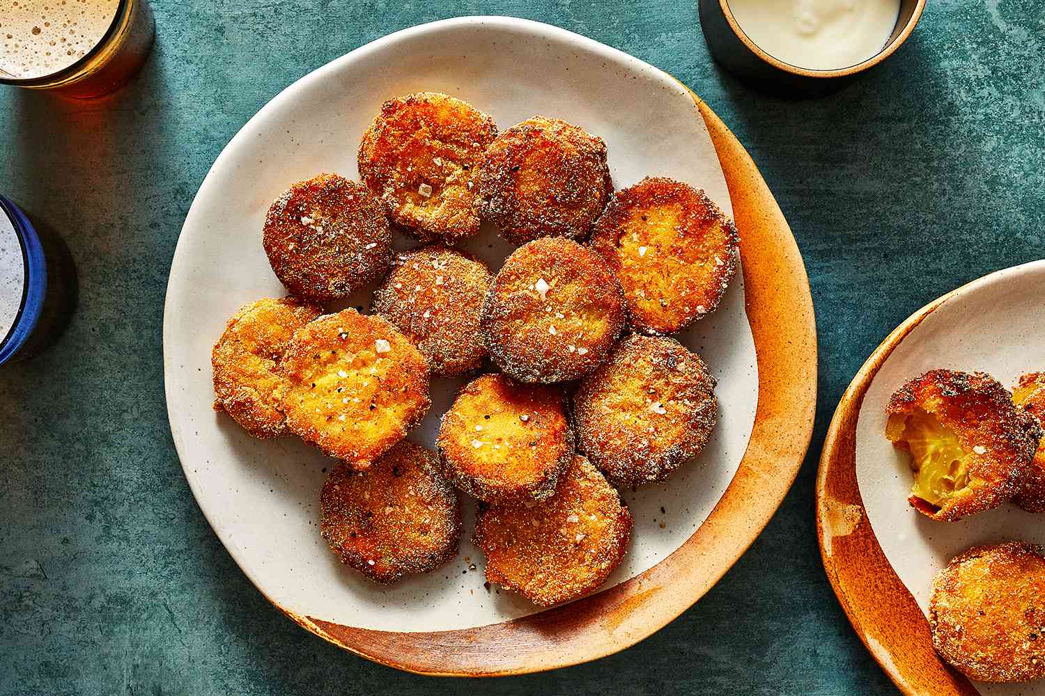 southern fried green tomatoes served on a plate