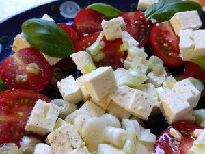 Feta cheese on Greek salad