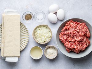 Ingredients to make British sausage rolls