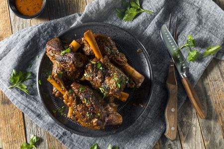 Braised lamb shanks