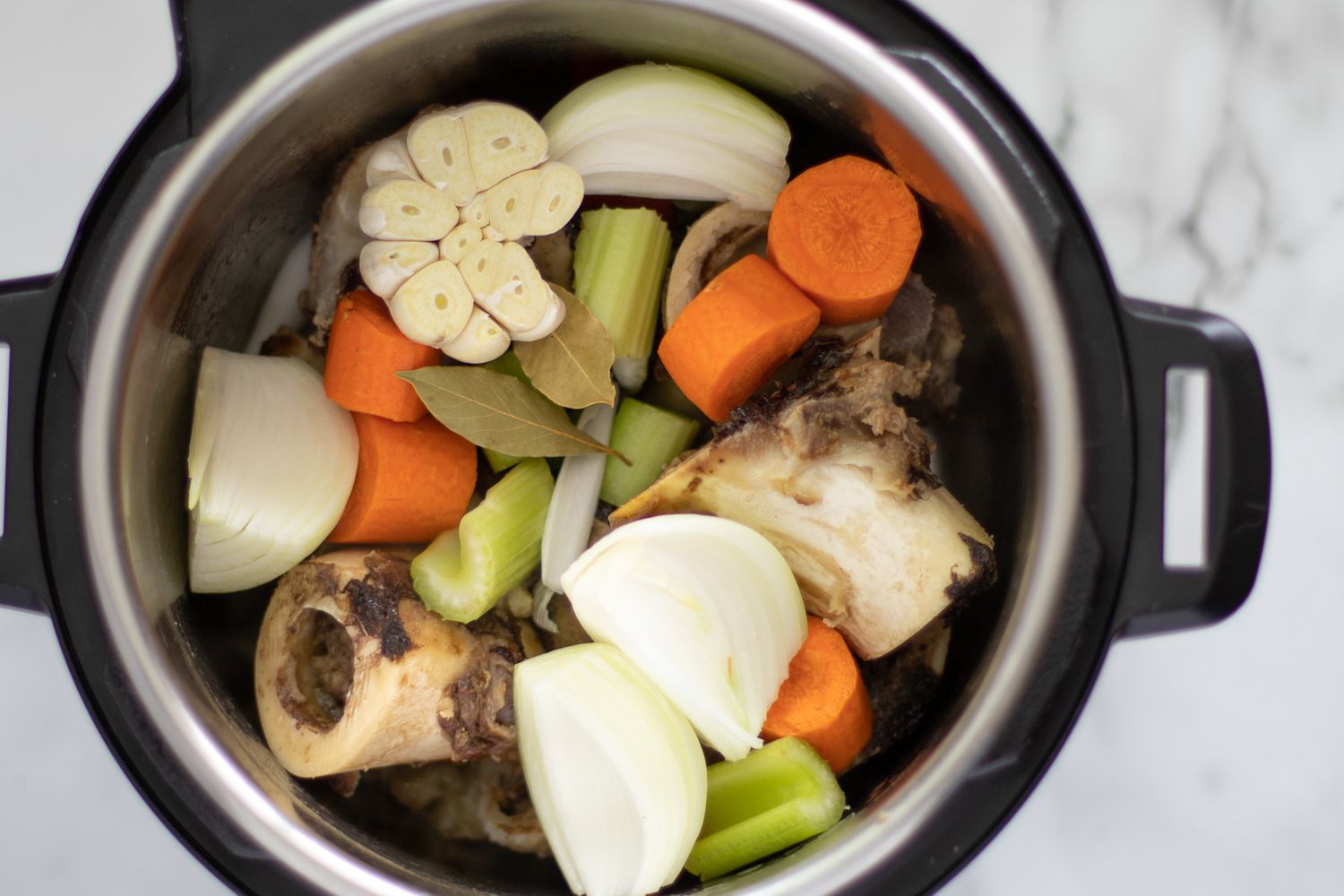 roasted bones and vegetables in the instant pot