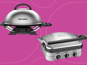 Indoor grills we recommend on a purple background