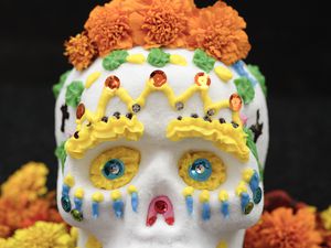 Decorated skull for Day of the Dead celebration