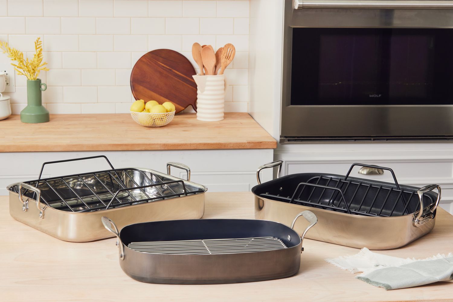 Best roasting pans displayed on a kitchen countertop