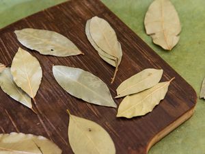 Dried bay leaves.