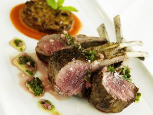 Rack of lamb for two with mint and caper sauce
