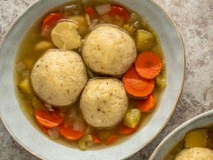 Chicken Matzo Ball Soup in a bowl 