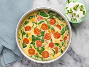 Instant Pot frittata with sour cream on the side.