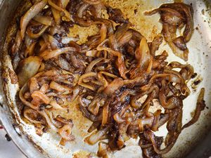 Caramelize onions for patty melt