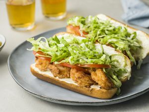 Fried shrimp po boy sandwiches