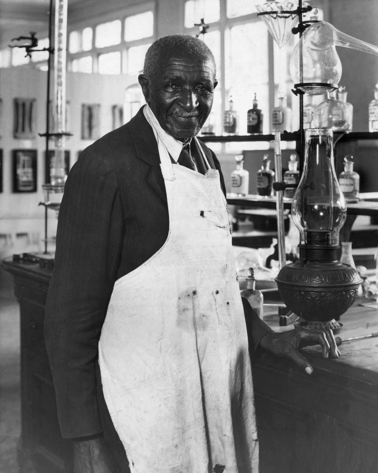 George Washington Carver in the laboratory