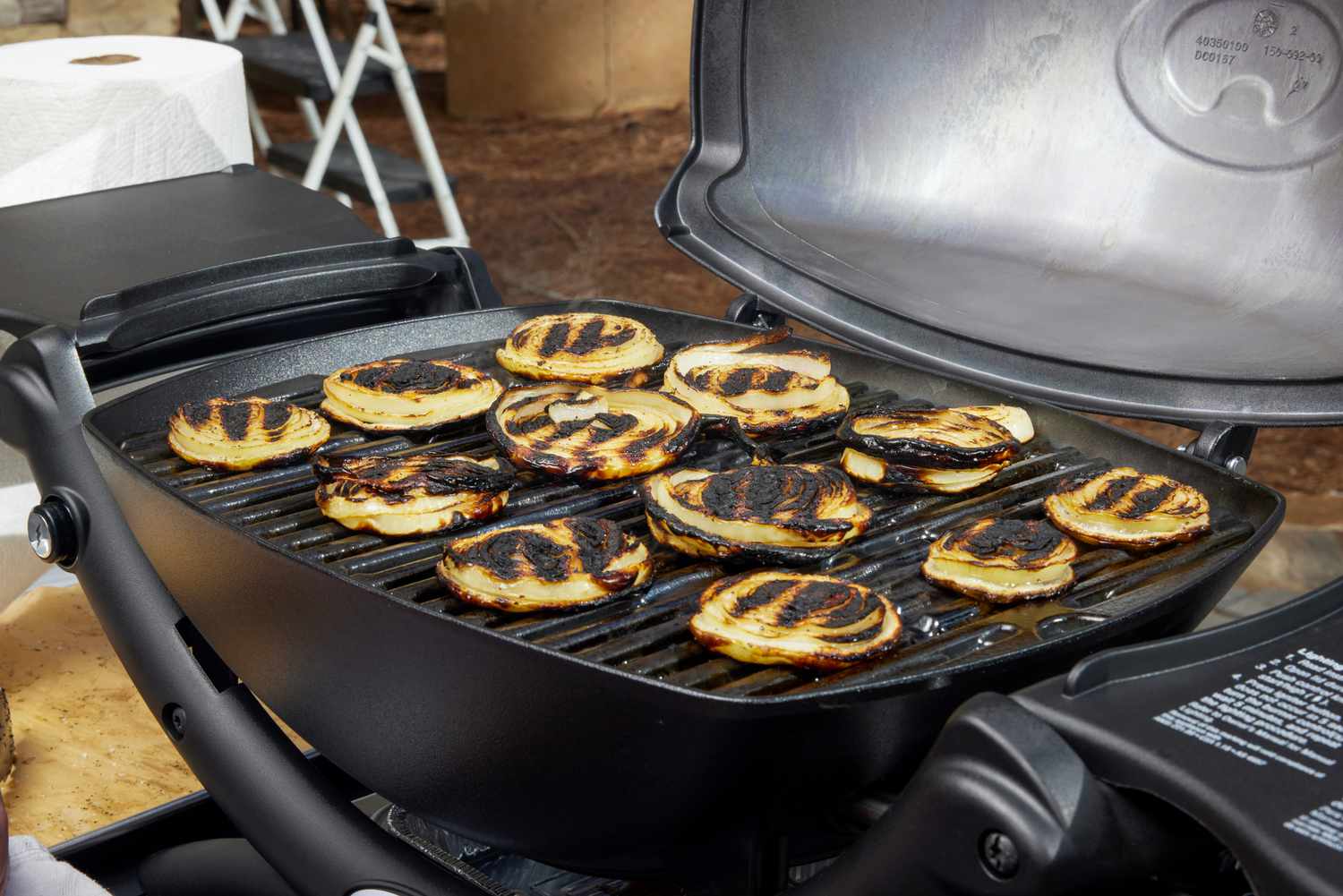 Buns being toasted on a Weber Q 1200 grill