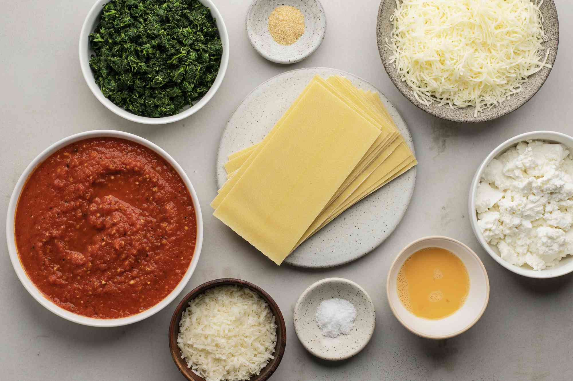 Ingredients for perfect spinach lasagna