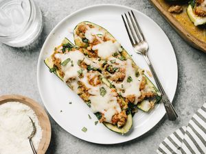 Mushroom-Stuffed Zucchini Boats