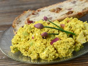 A plate of "tofu" egg salad