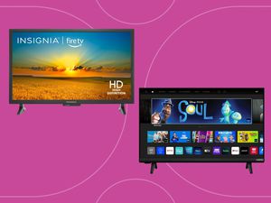 Small kitchen TVs we recommend on a purple background