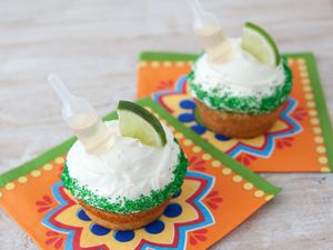 Tequilla infused Margarita Cupcakes on a festive napkin