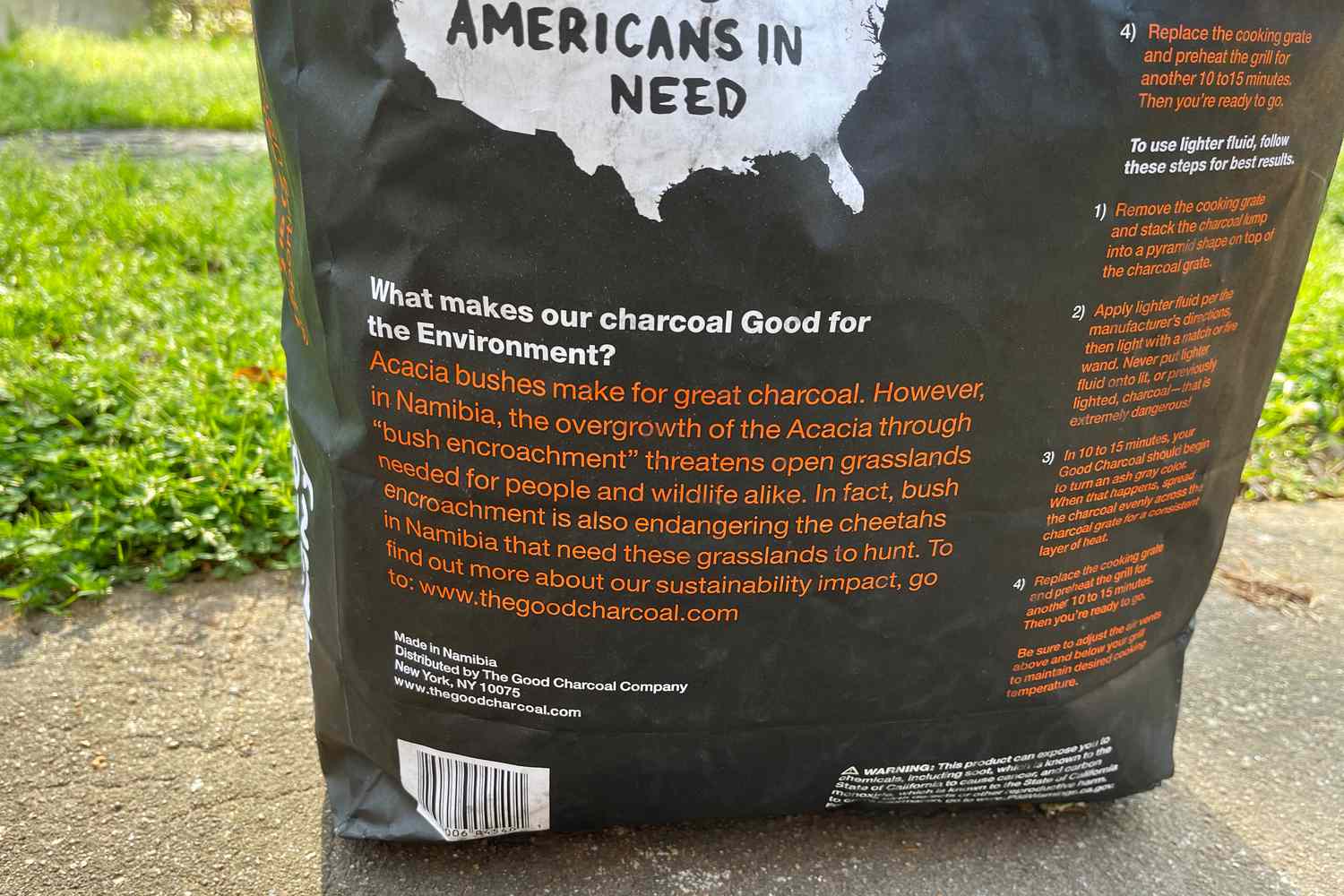 The Good Charcoal Company Lump Charcoal sack on the ground 