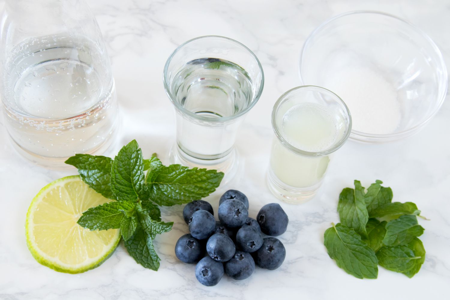 Ingredients for a Blueberry Mojito