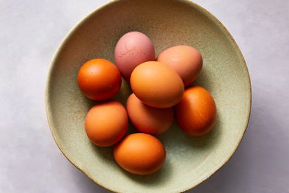Eggs in an earthenware bowl