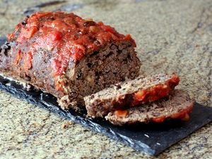 Meatloaf With Black Beans (loaf and slices)
