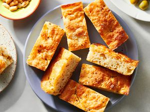 Quick Focaccia slices on a plate 