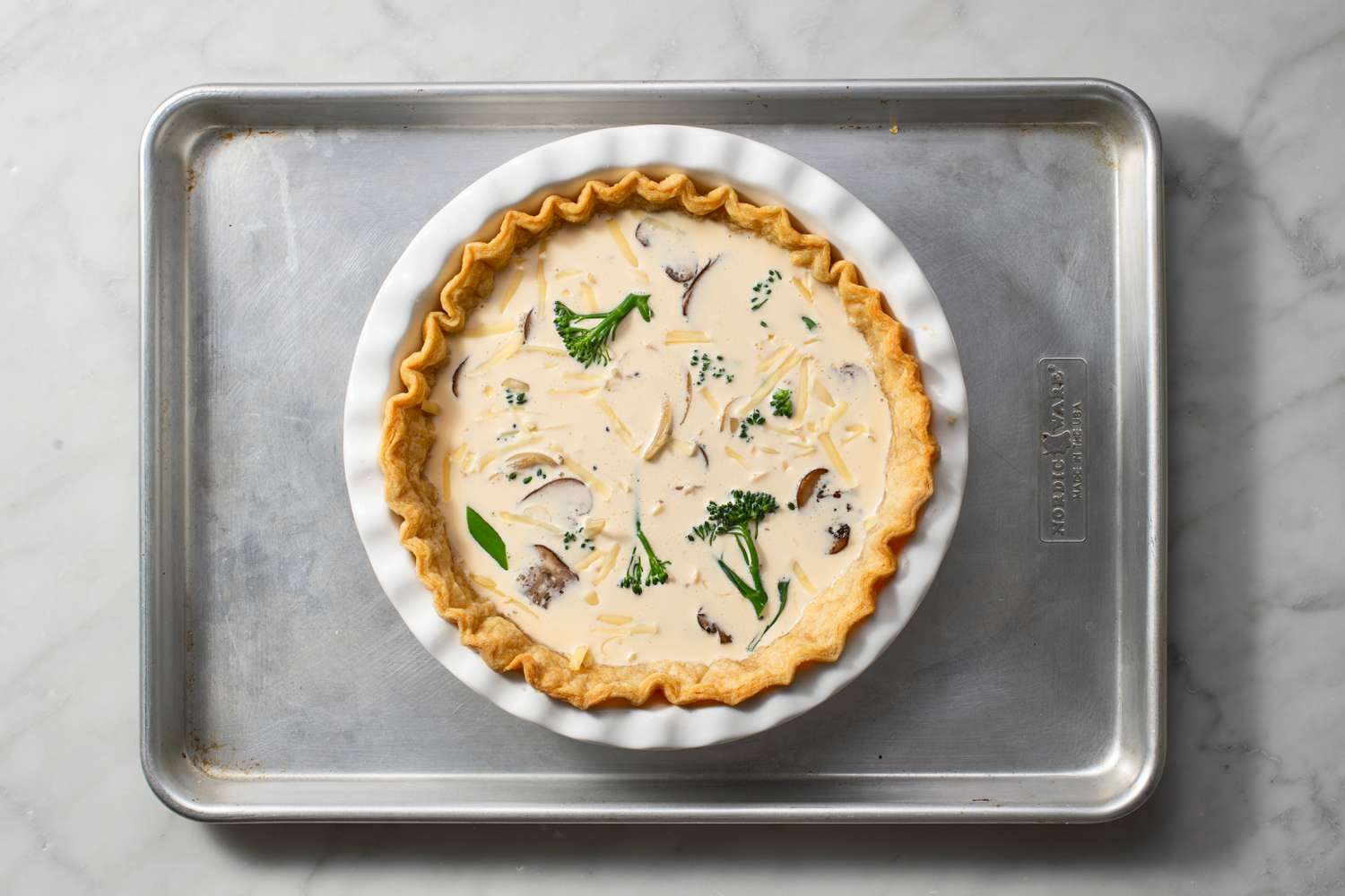 Egg mixture added to the pie crust