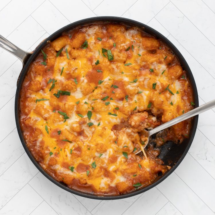 cheeseburger casserole with tater tots/tester image