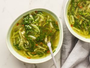 Bok choy chicken soup