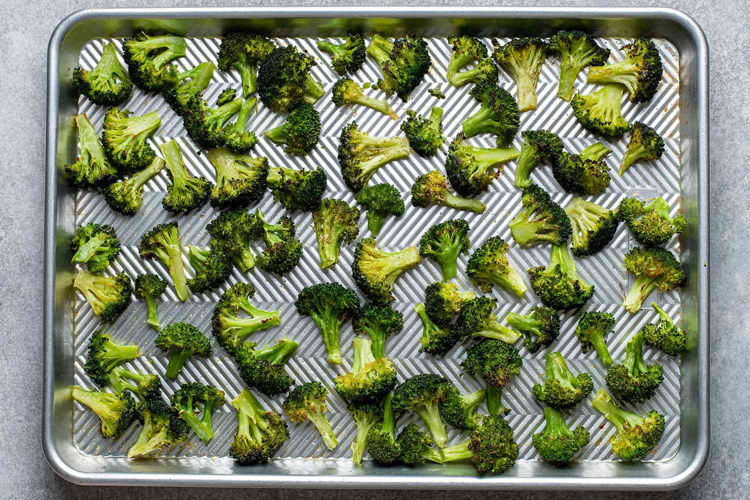 roasted broccoli on a sheet pan