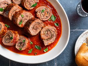 Beef Braciole on a platter 