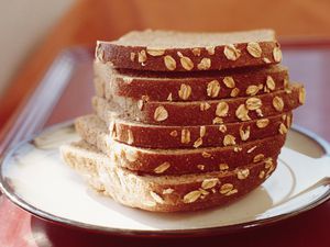 Stack of sliced oatmeal bread