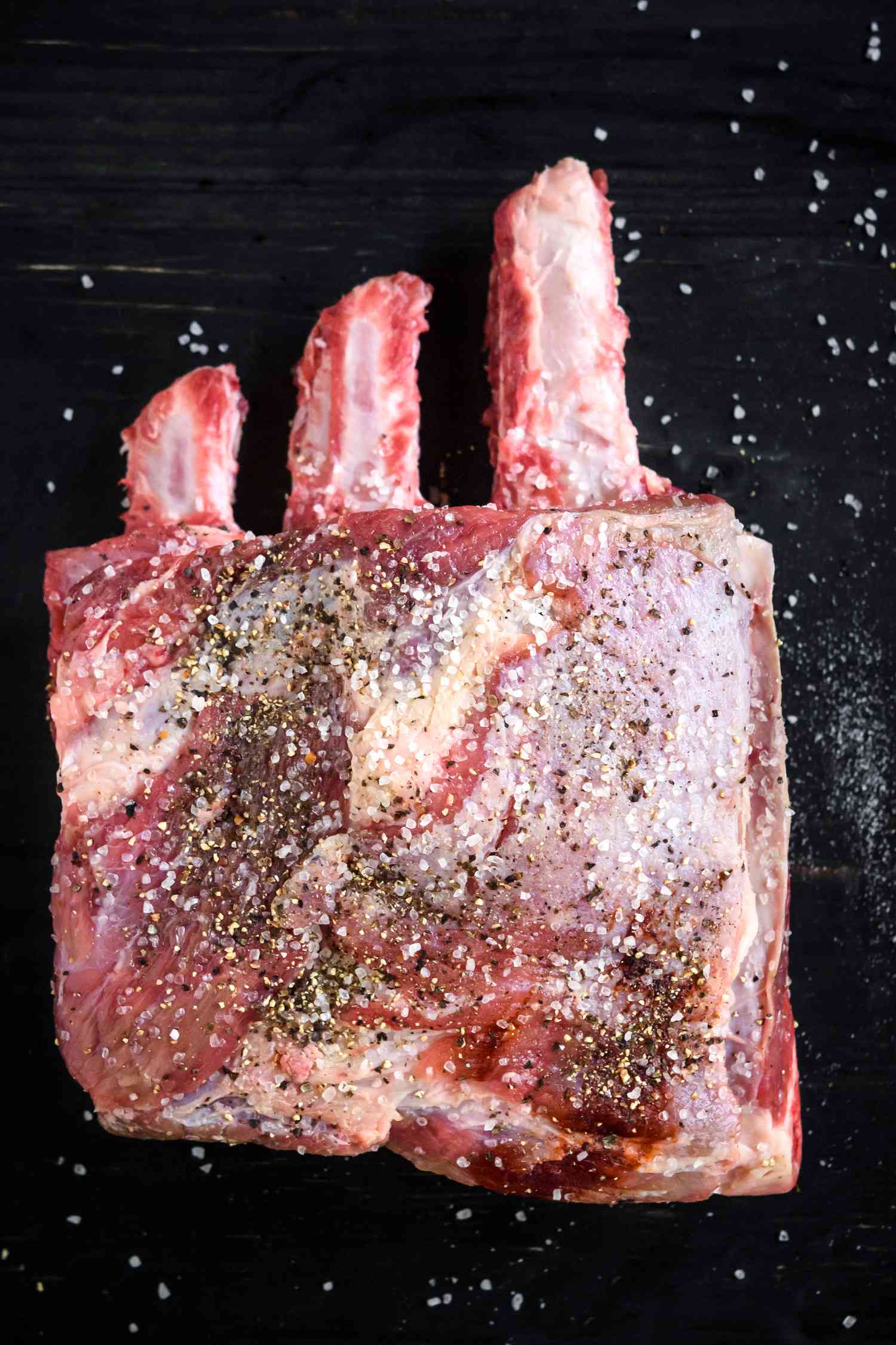 Seasoned prime rib roast.