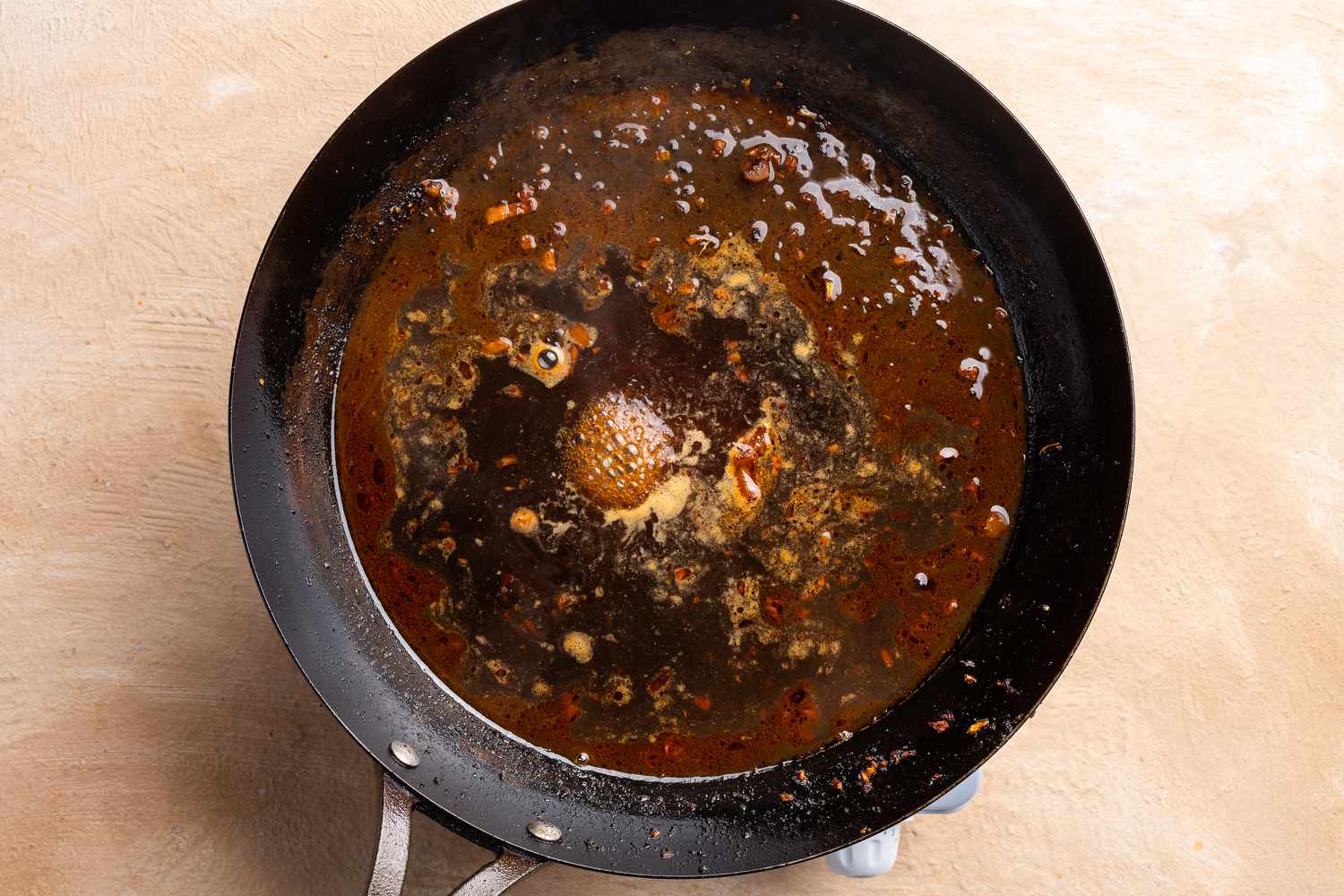 lime juice and apple cider vinegar added to the beef juice in the pan 