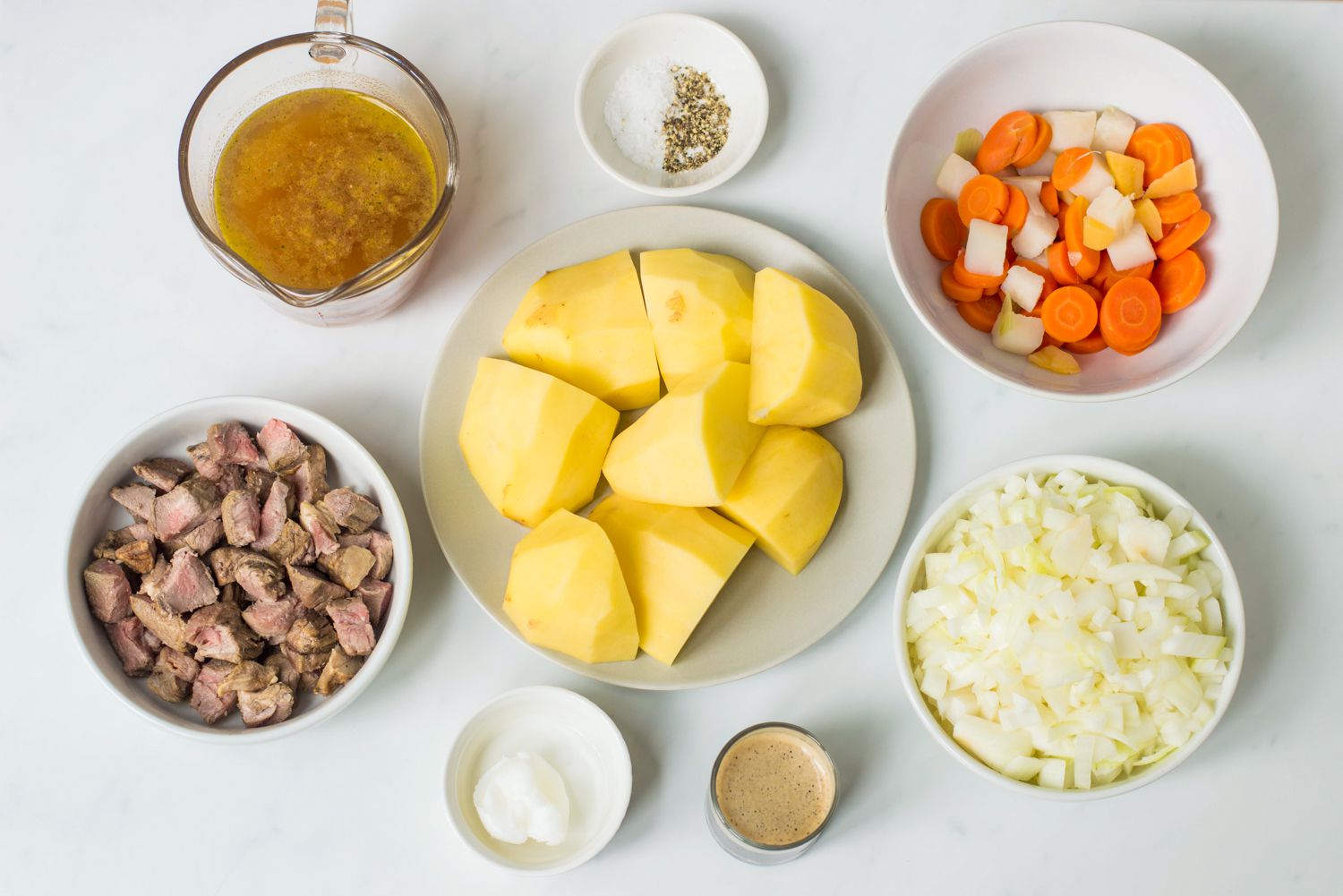 Ingredients for Scottish stovies gathered