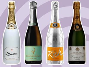 A variety of sweet champagnes on a purple background