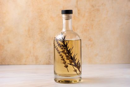 Lavender-Rosemary Infused Vodka in a bottle 
