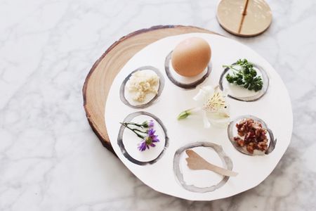 DIY watercolor seder plate