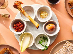 Passover Seder Plate on dinner table