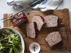 meatloaf on cutting board shot overhead