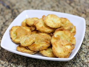 Fried summer squash on a plate