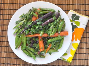 Braised snap peas and carrots