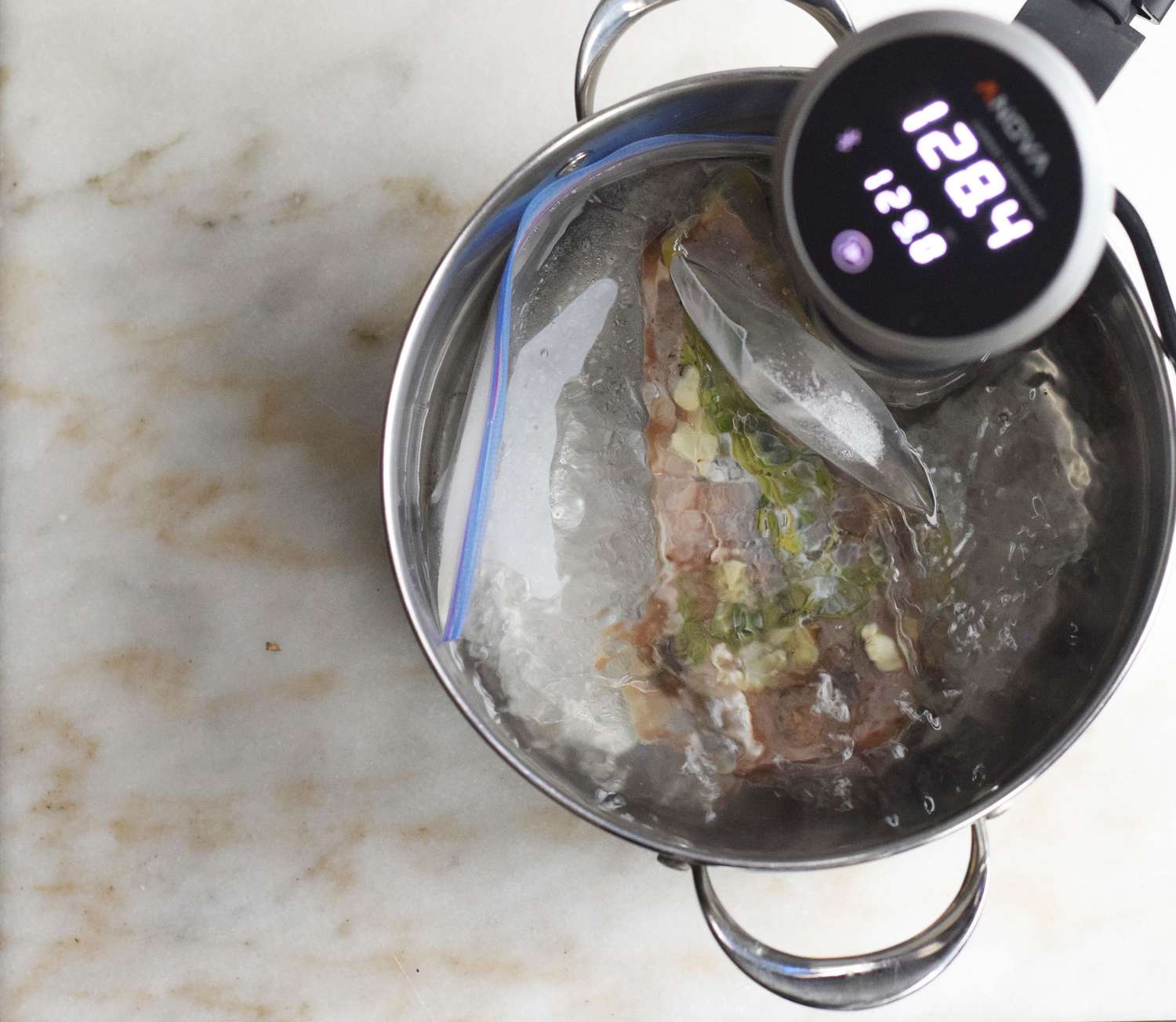 Steak in a sous vide machine