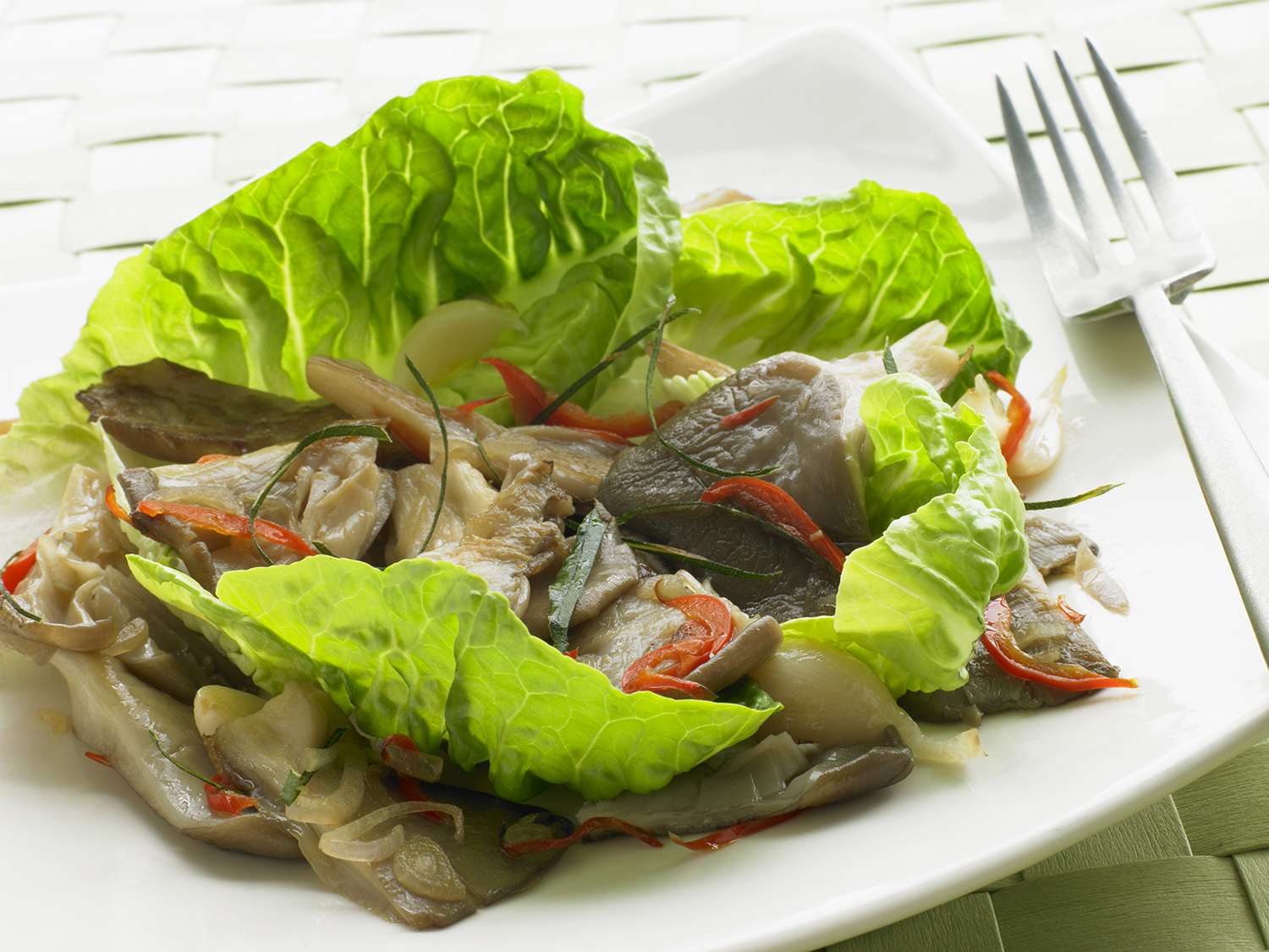 Chilli Fried Oyster Mushroom Salad