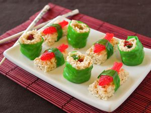 A plate of candy sushi