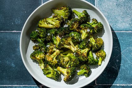 roasted broccoli on a plate