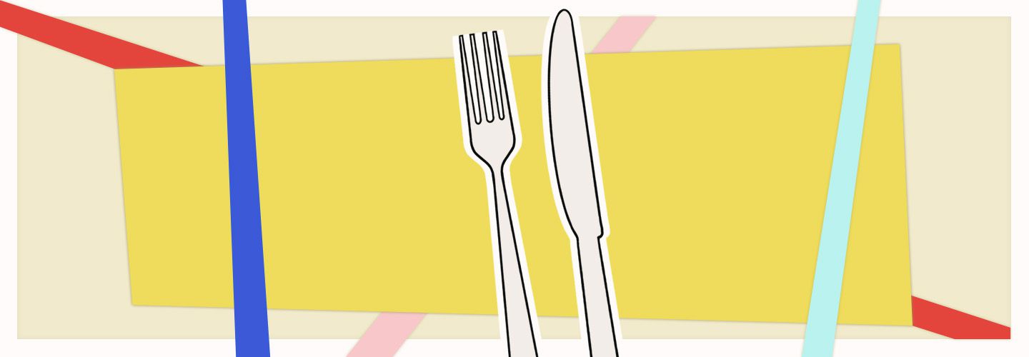 Fork and knife on colorful background